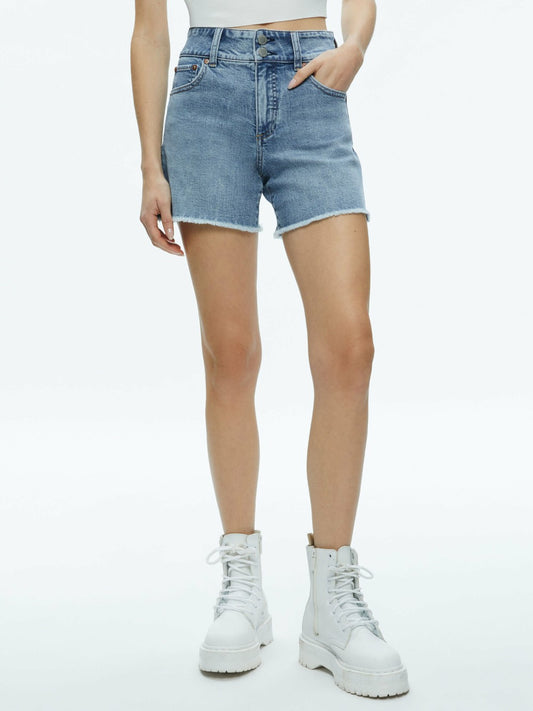 Han High Rise Wide Waistband Short In Rockstar Blue - Alice + Olivia Women