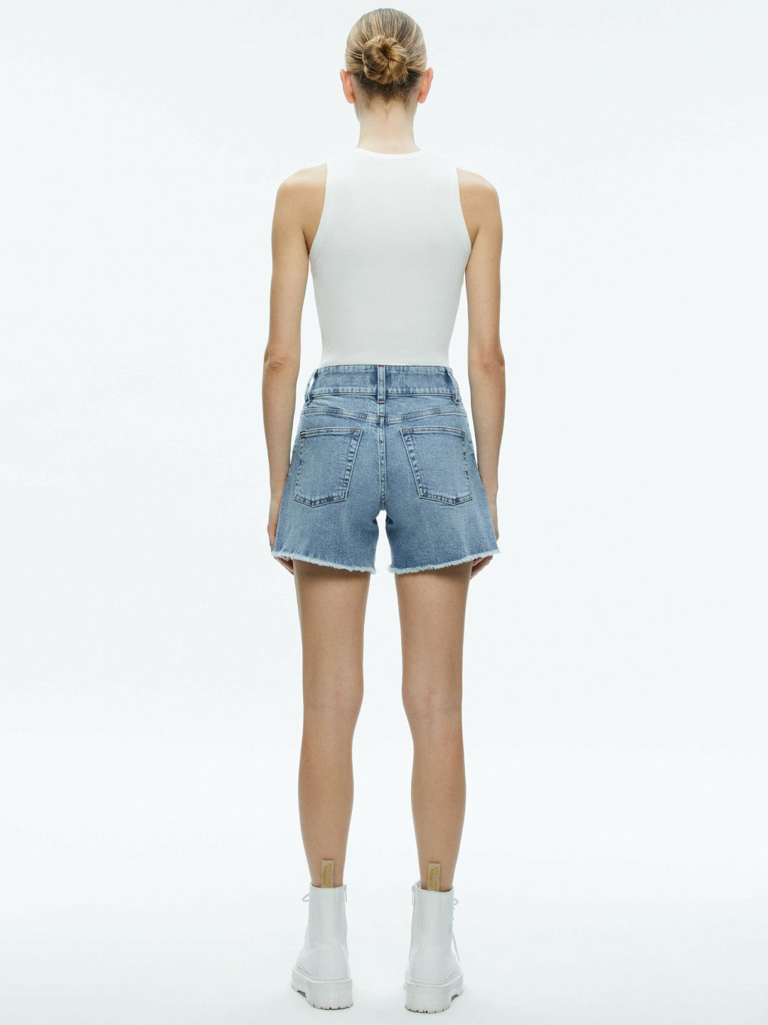 Han High Rise Wide Waistband Short In Rockstar Blue - Alice + Olivia Women
