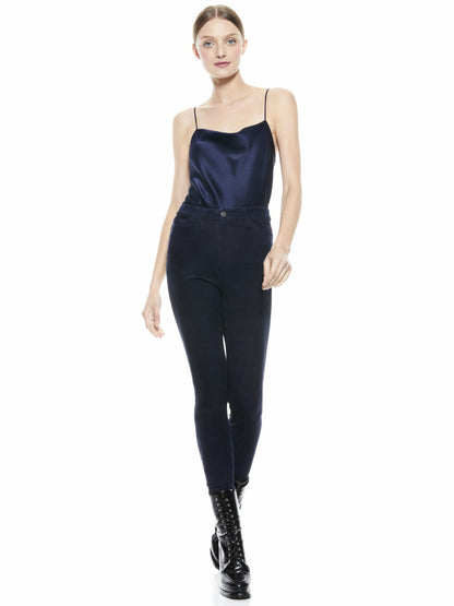 Mikah Suede Pant In Navy - Alice + Olivia Women
