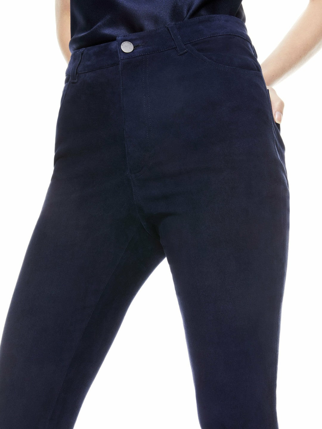 Mikah Suede Pant In Navy - Alice + Olivia Women