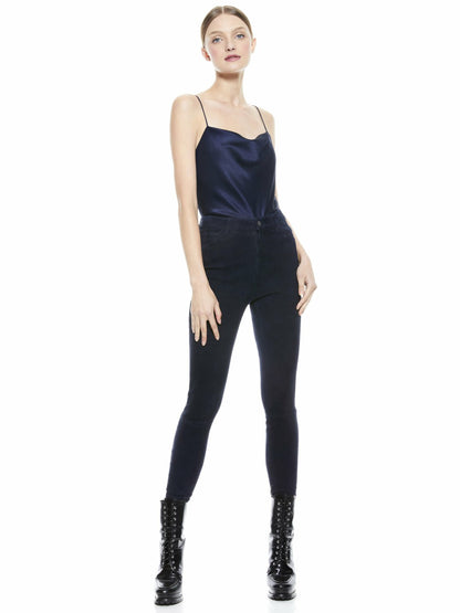 Mikah Suede Pant In Navy - Alice + Olivia Women