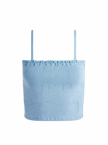 Penelope Smocked Denim Top In Leona Light Blue - Alice + Olivia Women