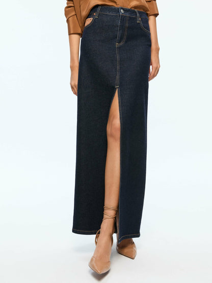 Rye High Rise Skirt With Vegan Combo In Dark Rinse - Alice + Olivia Women