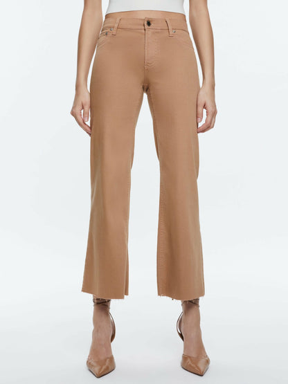 Roxie Low Rise Straight Flare Cropped Jean In Camel - Alice + Olivia Women
