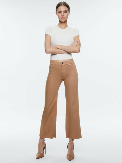 Roxie Low Rise Straight Flare Cropped Jean In Camel - Alice + Olivia Women