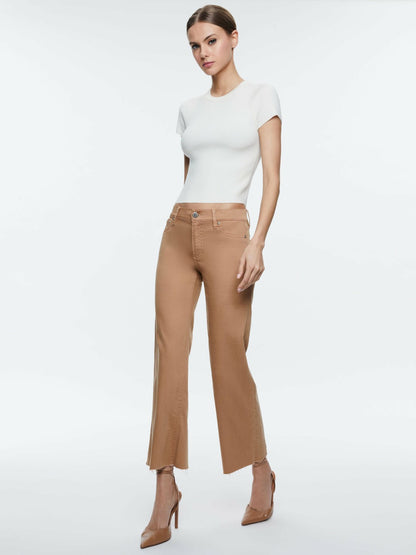 Roxie Low Rise Straight Flare Cropped Jean In Camel - Alice + Olivia Women