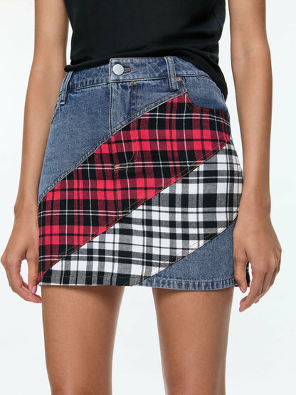 Lisanne Spiral Denim Mini Skirt In Ivy Blue - Alice + Olivia Women
