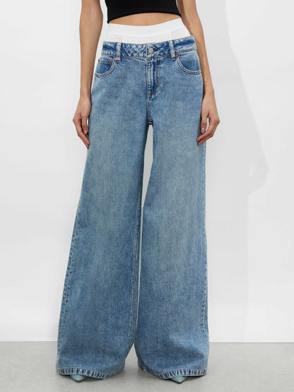 Ian Boxer Jean In Harlow Vtg Blue/off White - Alice + Olivia Women