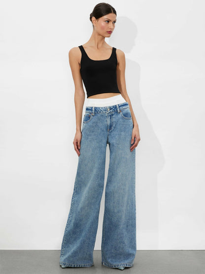 Ian Boxer Jean In Harlow Vtg Blue/off White - Alice + Olivia Women