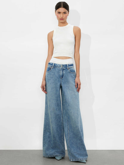 Ian Boxer Jean In Harlow Vtg Blue/off White - Alice + Olivia Women