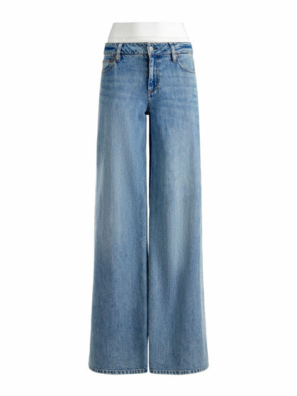 Ian Boxer Jean In Harlow Vtg Blue/off White - Alice + Olivia Women