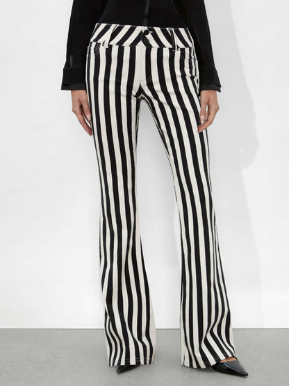 Stacey Low Rise Bell Jean In Positano Stripe Black - Alice + Olivia Women