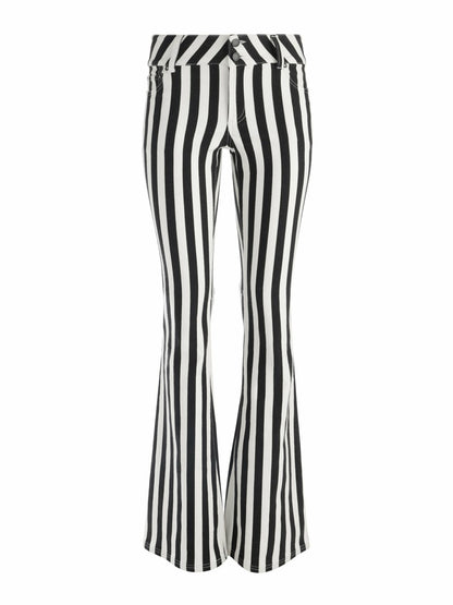 Stacey Low Rise Bell Jean In Positano Stripe Black - Alice + Olivia Women
