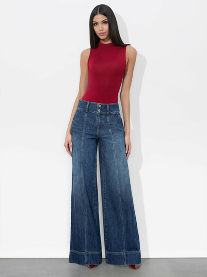 Mame Wide Leg Jean In Darby Vintage Blue - Alice + Olivia Women
