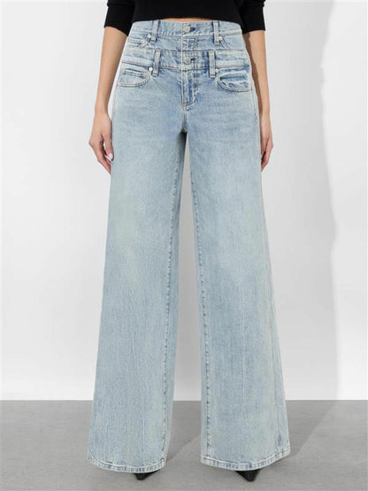 Double Waist Cool Jean In Rockstar Blue - Alice + Olivia Women