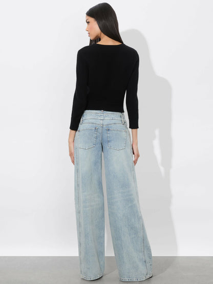 Double Waist Cool Jean In Rockstar Blue - Alice + Olivia Women