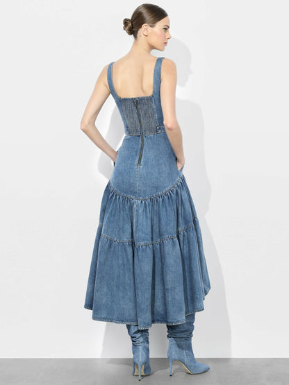 Diana Structured Midi Dress In Liana Vintage Blue - Alice + Olivia Women