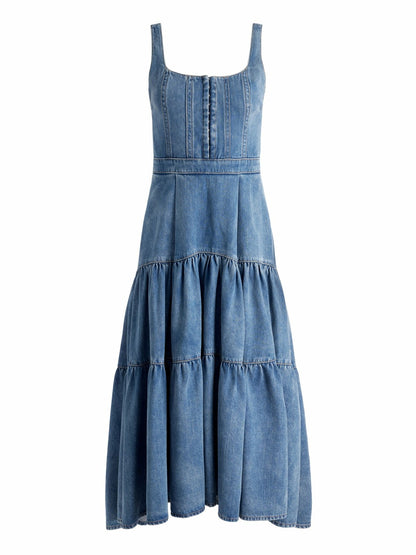 Diana Structured Midi Dress In Liana Vintage Blue - Alice + Olivia Women