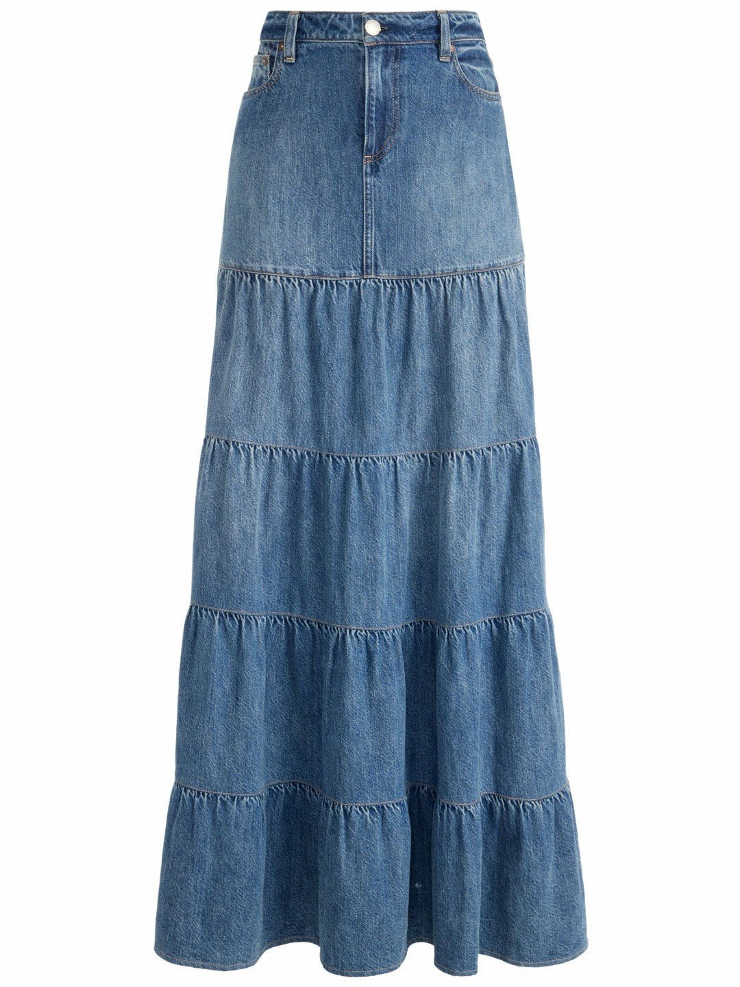 Mindy Tiered Maxi Skirt In Liana Vintage Blue - Alice + Olivia Women