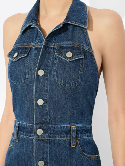 Juana High Low Denim Dress In Darby Vintage Blue - Alice + Olivia Women