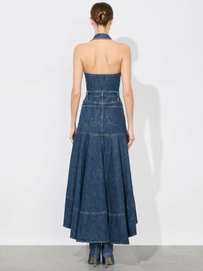Juana High Low Denim Dress In Darby Vintage Blue - Alice + Olivia Women