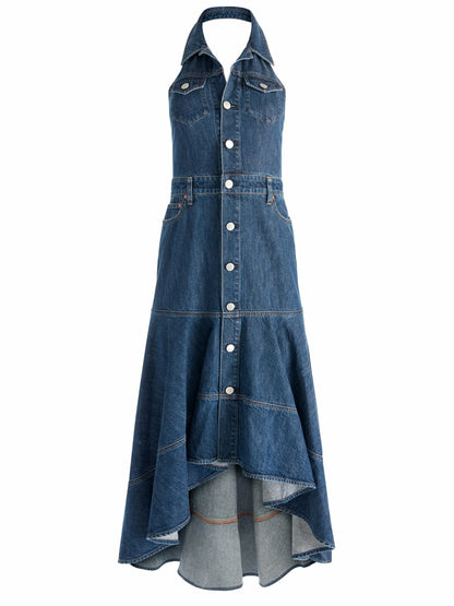 Juana High Low Denim Dress In Darby Vintage Blue - Alice + Olivia Women