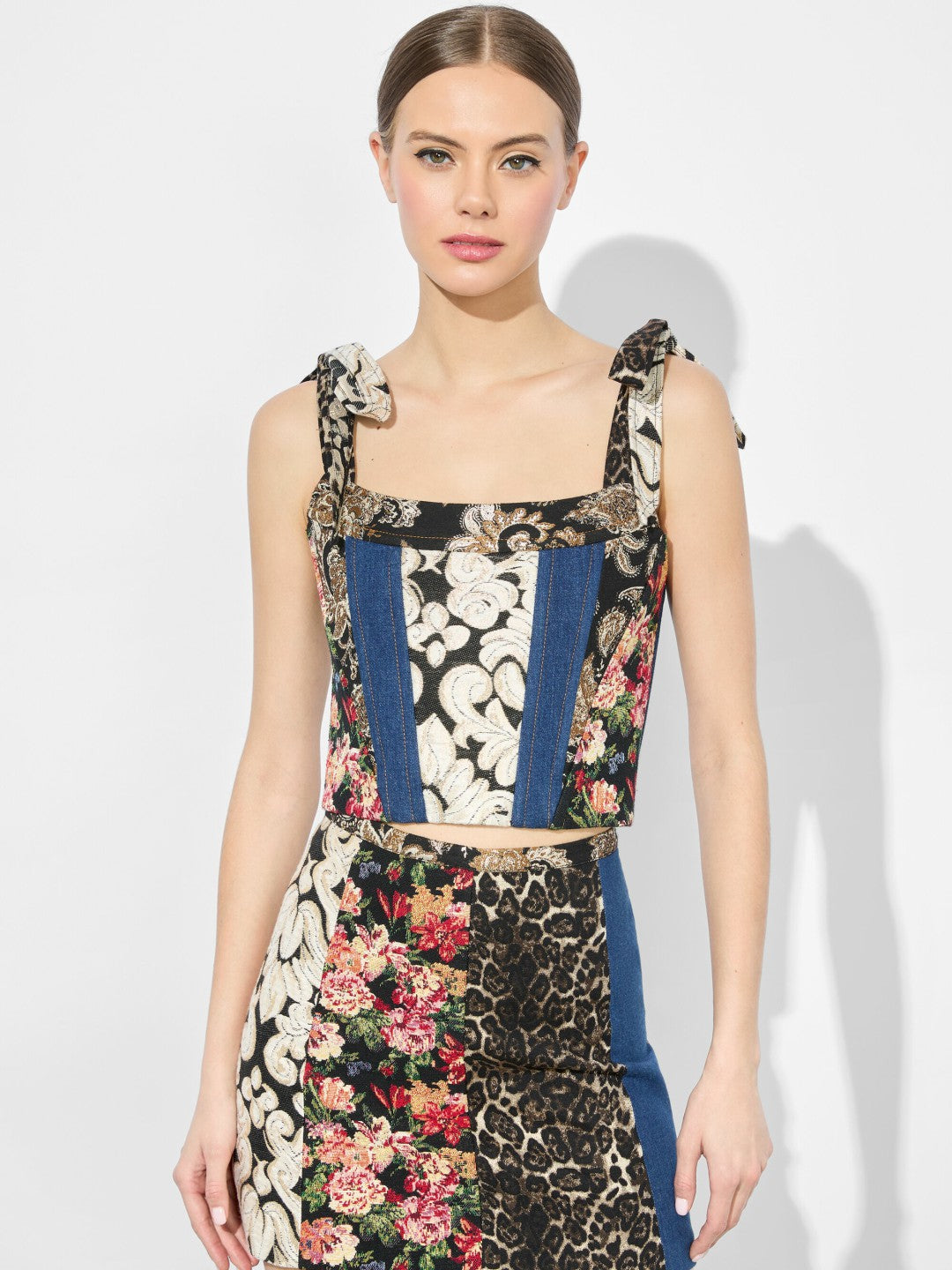 Clara Bow Strap Bustier In Lola Blue/multi - Alice + Olivia Women