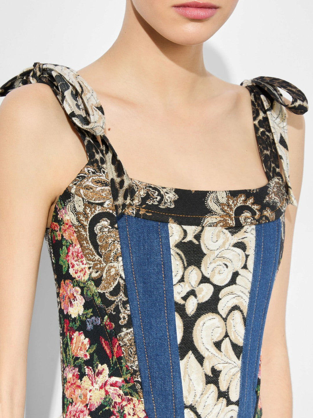 Clara Bow Strap Bustier In Lola Blue/multi - Alice + Olivia Women