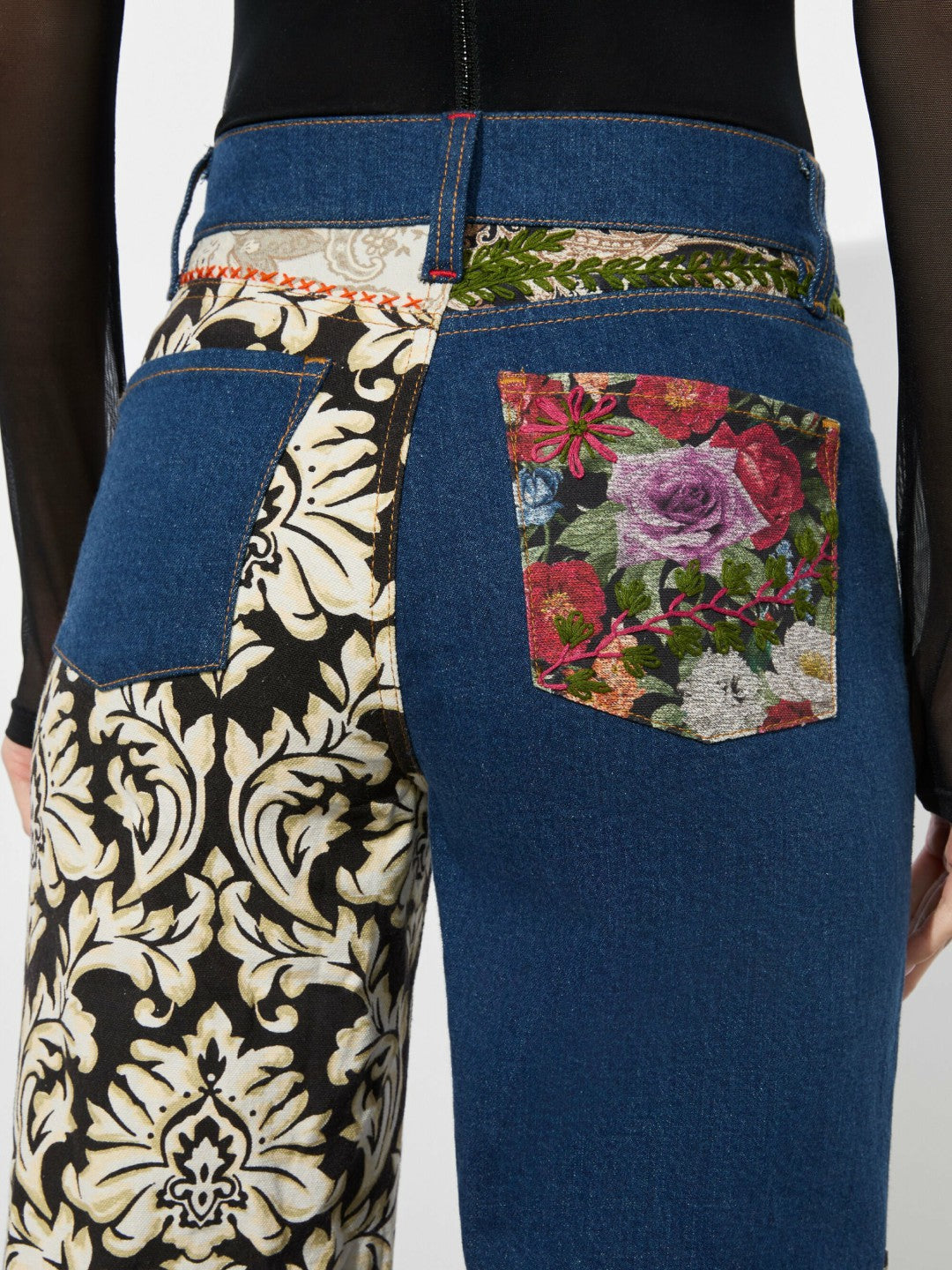 Weezy Mixed Media Jean In Lola Blue/multi - Alice + Olivia Women
