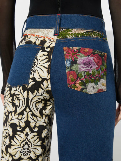 Weezy Mixed Media Jean In Lola Blue/multi - Alice + Olivia Women