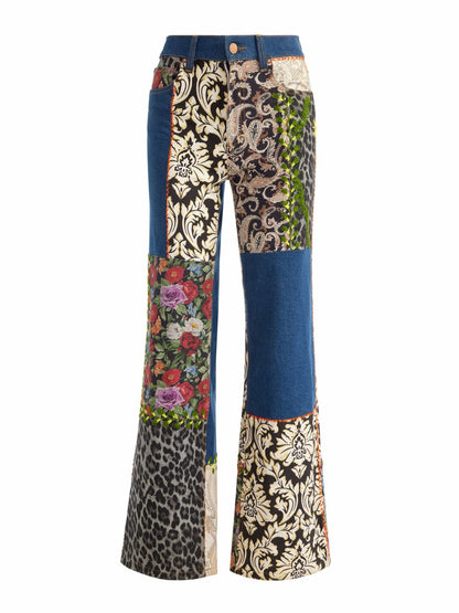 Weezy Mixed Media Jean In Lola Blue/multi - Alice + Olivia Women