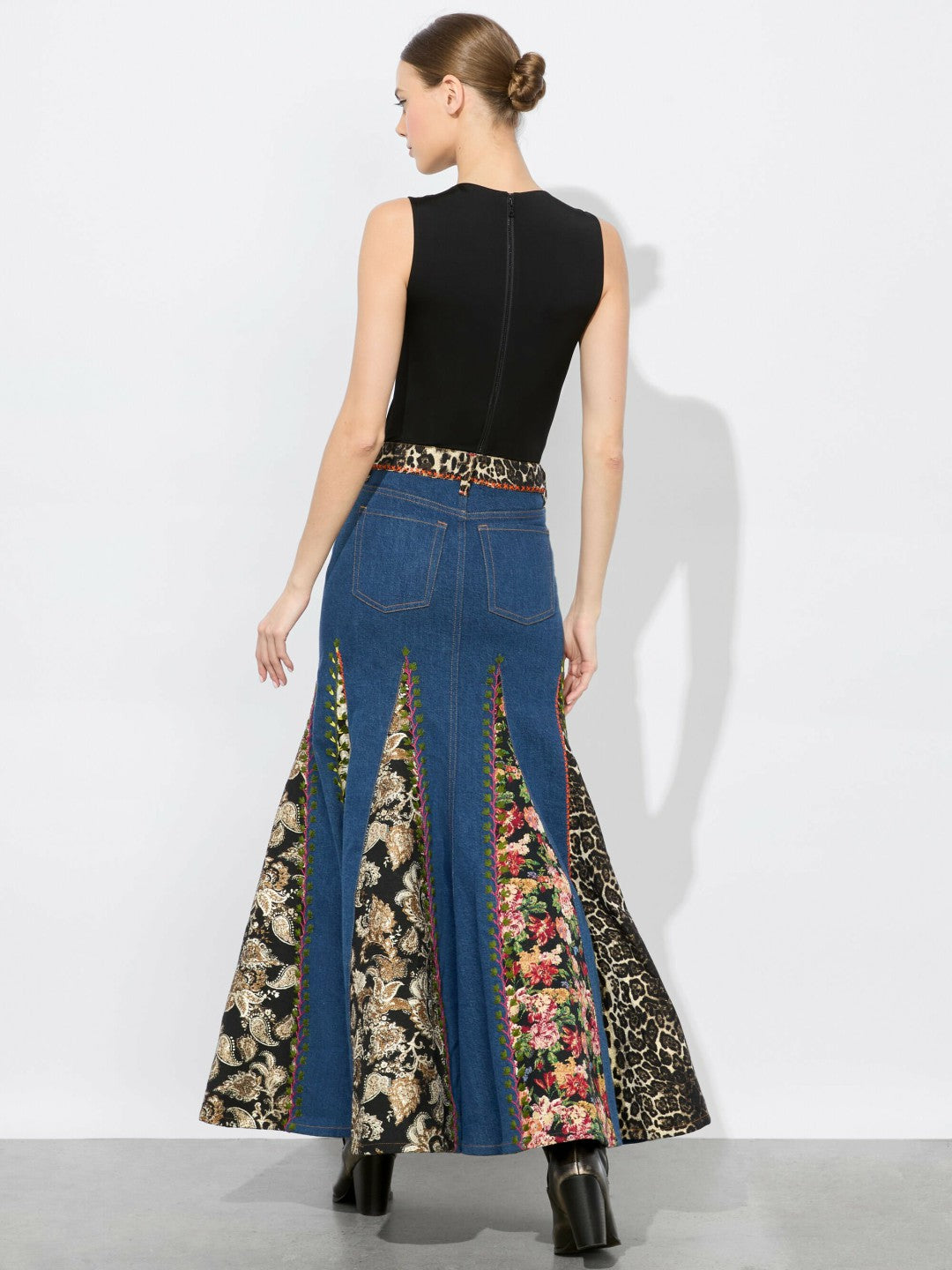 Nala Mixed Media Maxi Skirt In Lola Blue/multi - Alice + Olivia Women