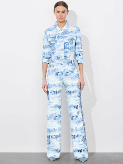 Weezy Printed Jean In Chateau - Alice + Olivia Women