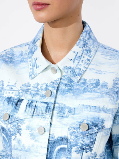 Chloe Printed Denim Jacket In Chateau - Alice + Olivia Women