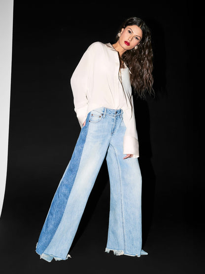 Stu Baggy Jean In Gemma Light Blue - Alice + Olivia Women