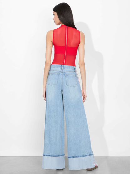 Wallie Cuff Jean In Gemma Light Blue - Alice + Olivia Women