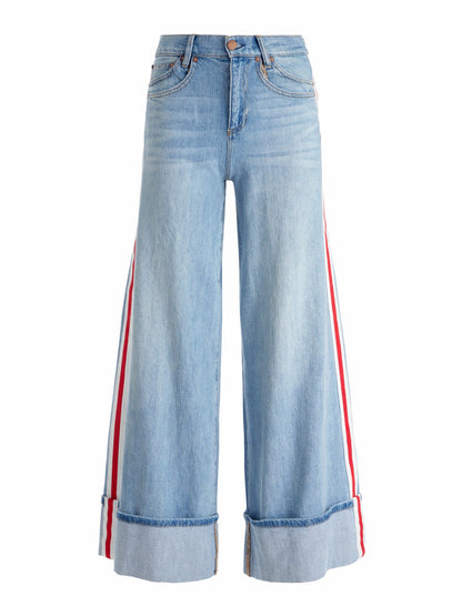 Wallie Cuff Jean In Gemma Light Blue - Alice + Olivia Women