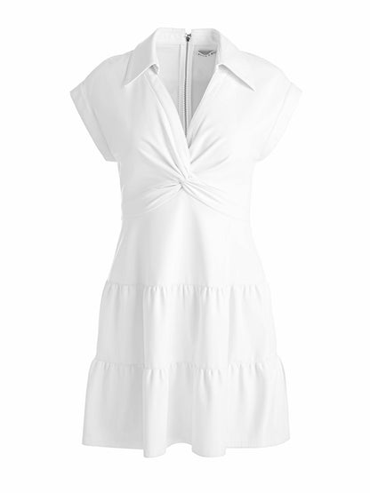 Mila Denim Dress In White - Alice + Olivia Women
