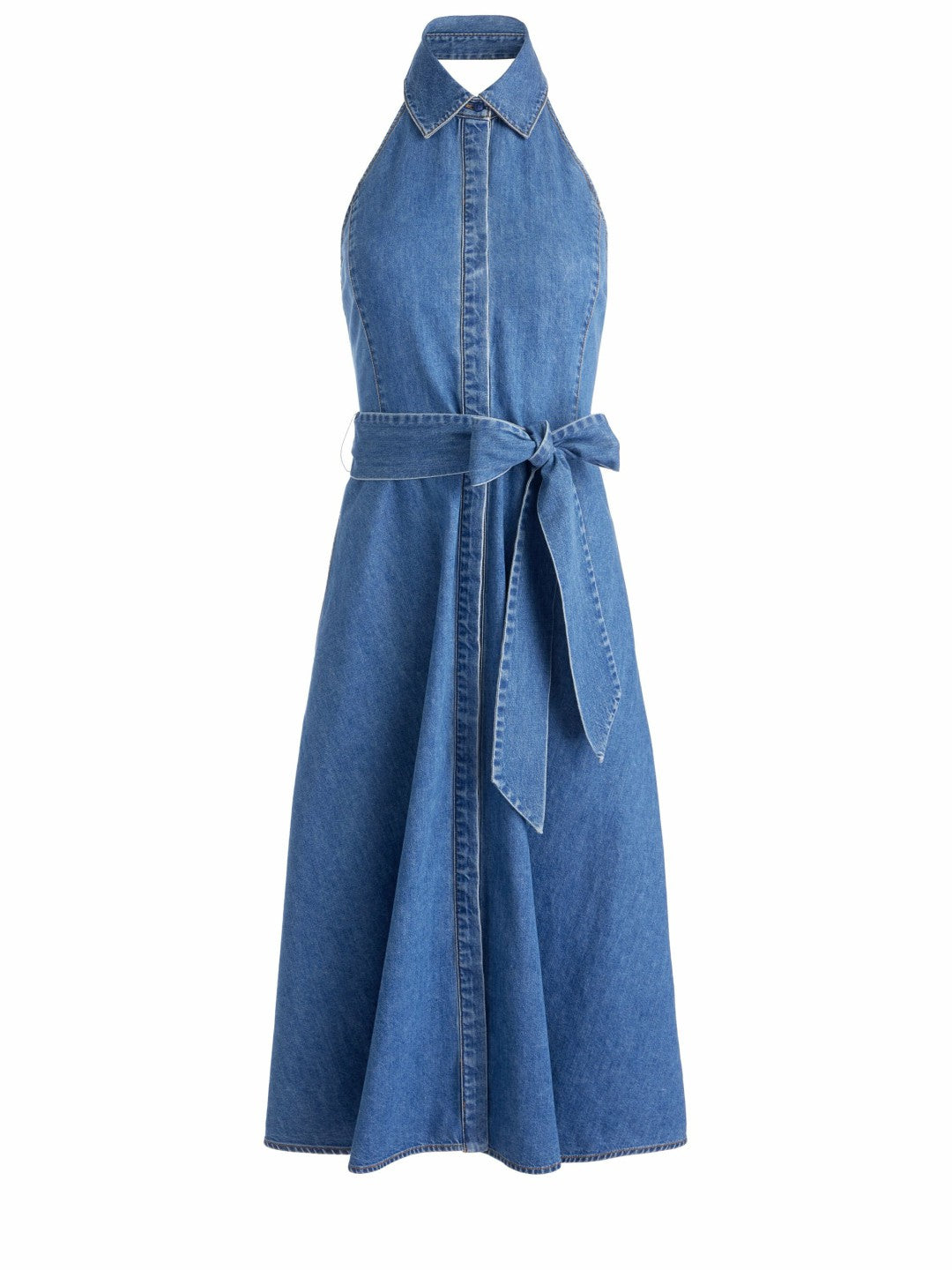 Chassidy Chambray Midi Dress In Medium Indigo Chambray - Alice + Olivia Women