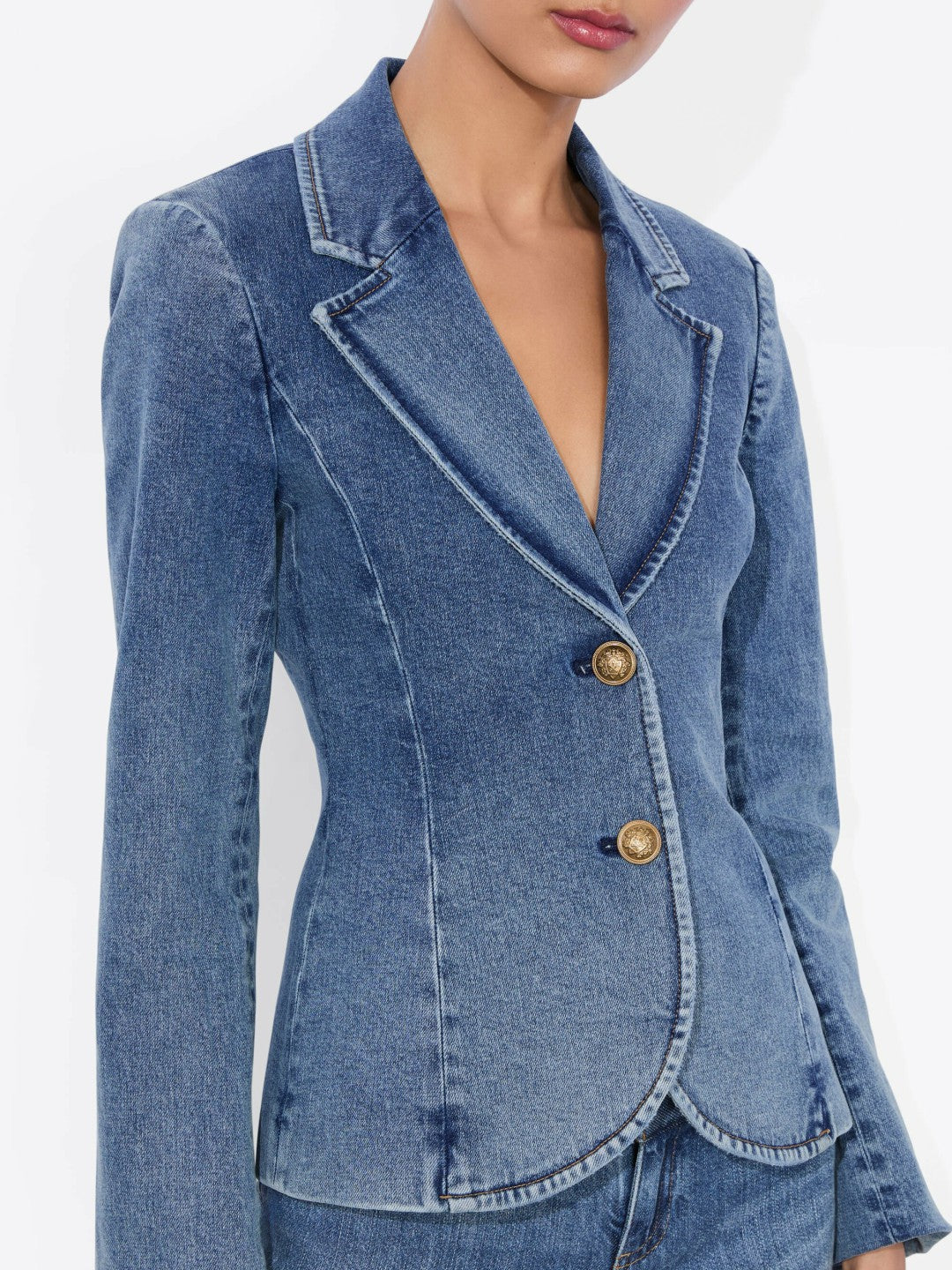 Iana Denim Sculpted Blazer In Romy Dark Vintage Blue - Alice + Olivia Women