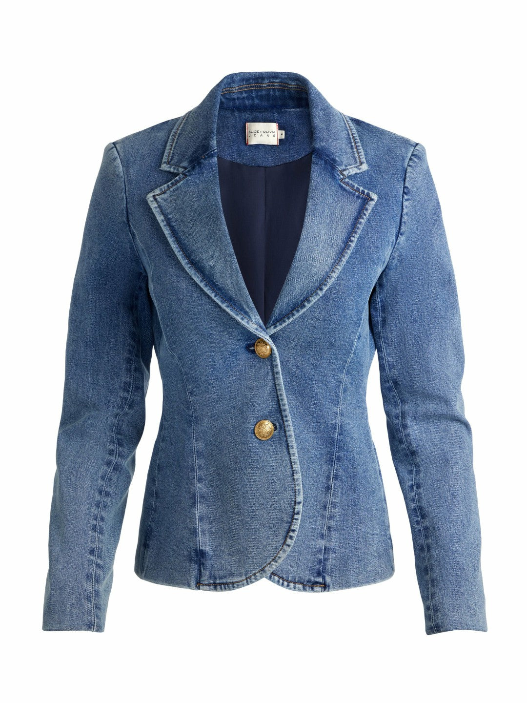 Iana Denim Sculpted Blazer In Romy Dark Vintage Blue - Alice + Olivia Women