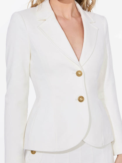 Iana Denim Sculpted Blazer In Off White - Alice + Olivia Women