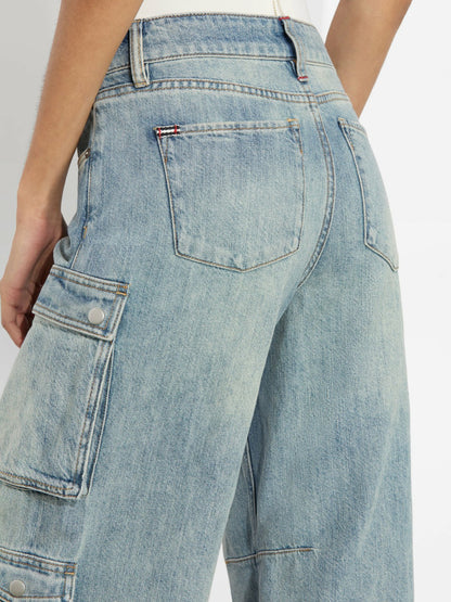 Olympia Cargo Jean In Sierra Vintage Blue - Alice + Olivia Women