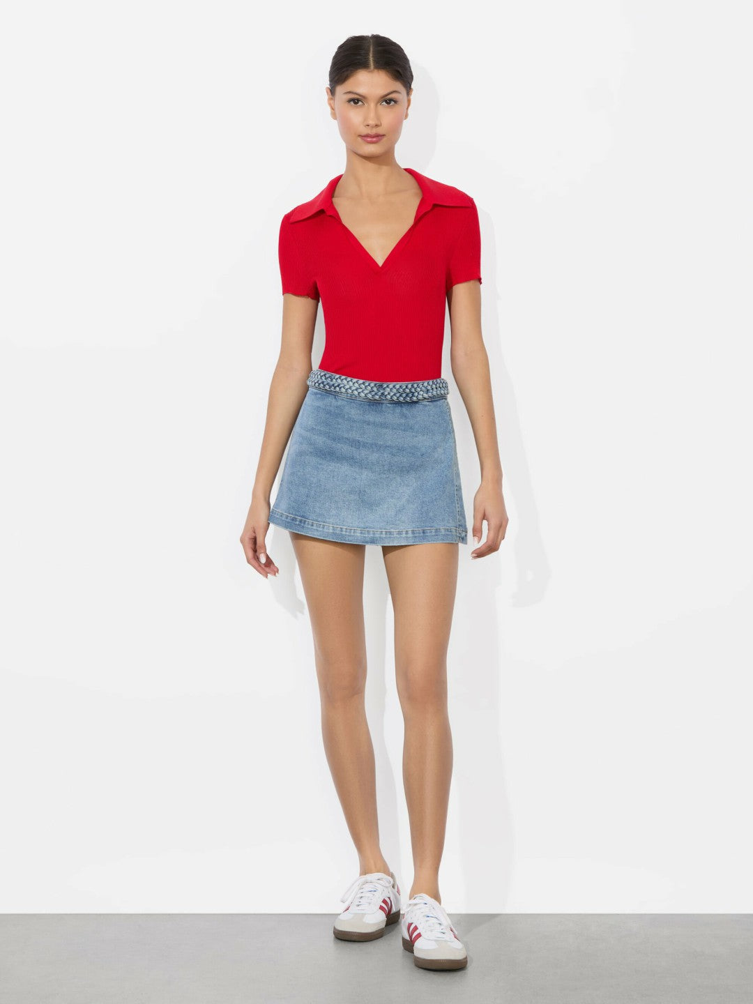 Lakelyn Denim Skort In Peyton Vintage Blue - Alice + Olivia Women