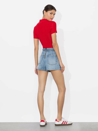 Lakelyn Denim Skort In Peyton Vintage Blue - Alice + Olivia Women