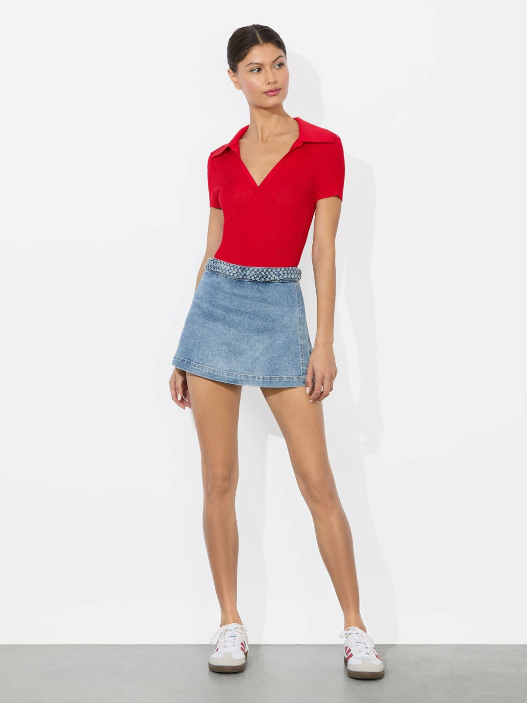 Lakelyn Denim Skort In Peyton Vintage Blue - Alice + Olivia Women