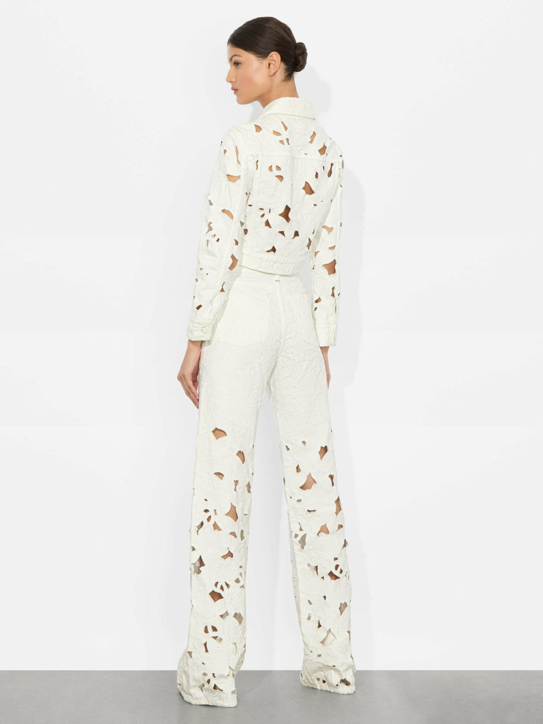 Chloe Eyelet Denim Jacket In Off White - Alice + Olivia Women