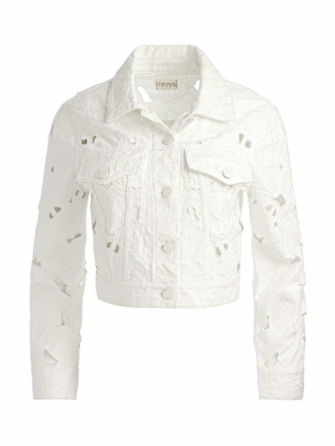 Chloe Eyelet Denim Jacket In Off White - Alice + Olivia Women