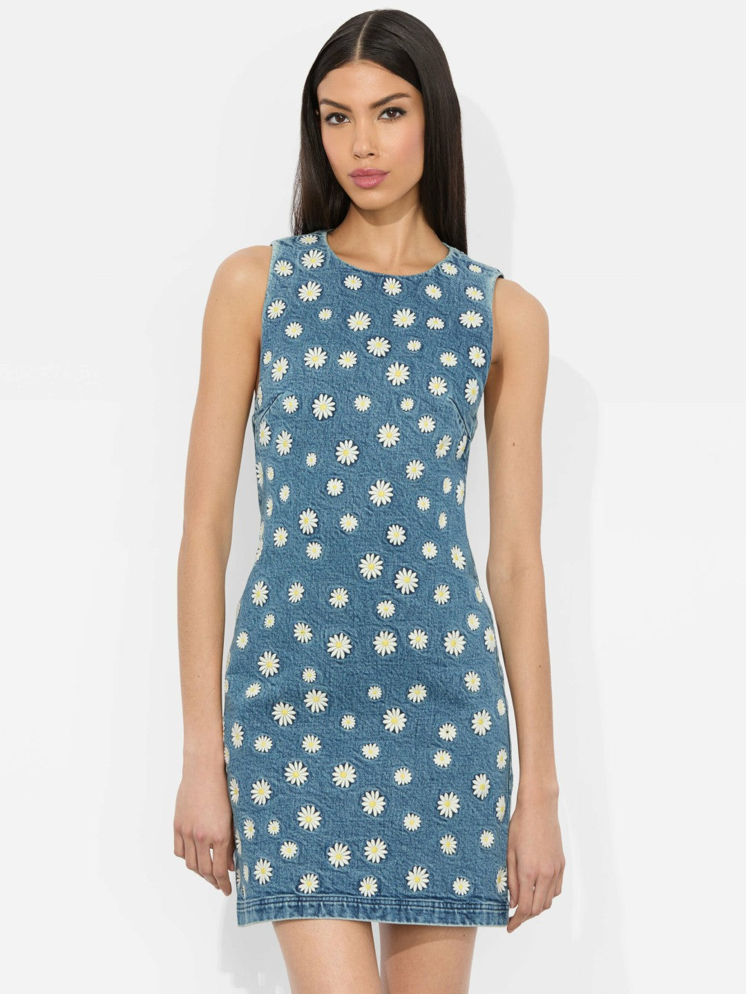 Wynell Embroidered Mini Dress In Medium Wash - Alice + Olivia Women