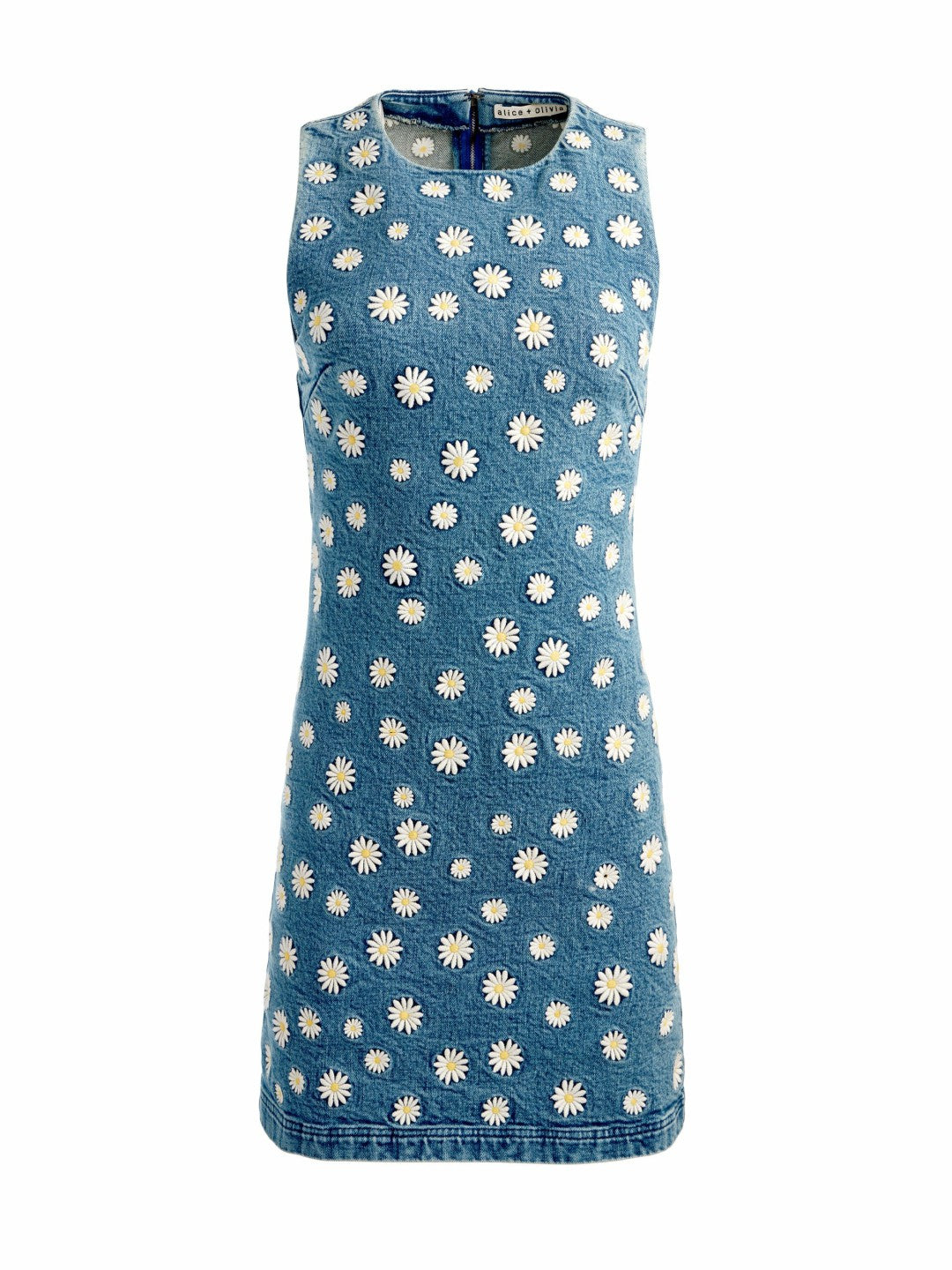 Wynell Embroidered Mini Dress In Medium Wash - Alice + Olivia Women